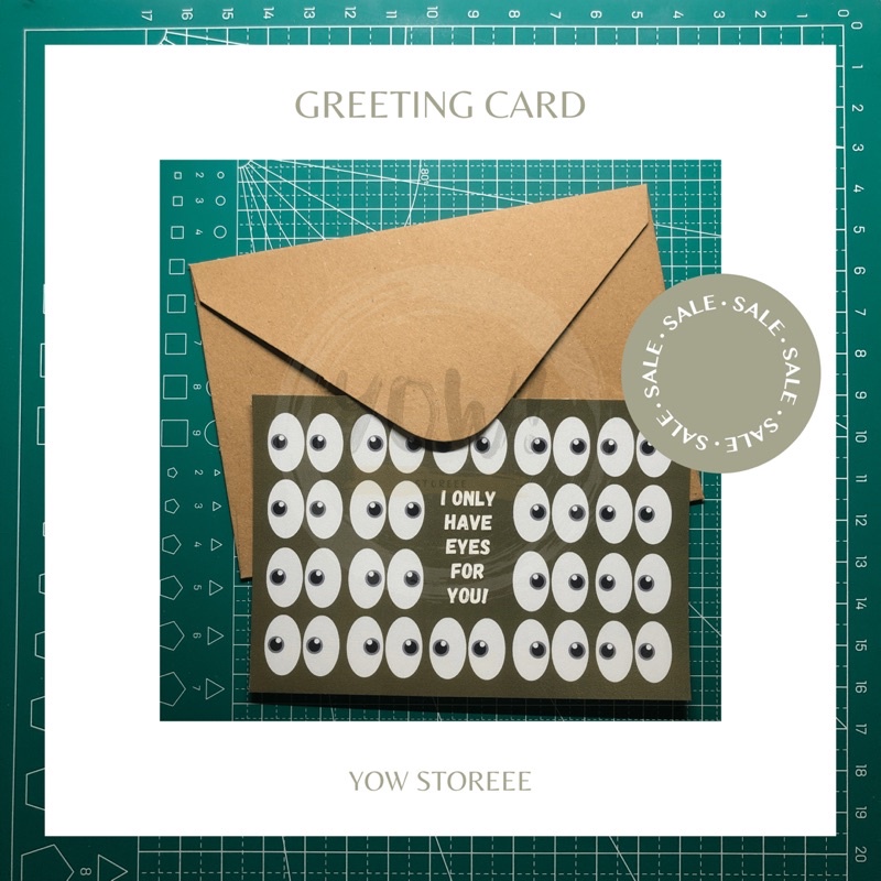 

[YOW CARD] Kartu Ucapan dengan Amplop Kraft Coklat / Greeting Card with Brown Kraft Envelope - I Love You / ILY - Valentines Card / Love Lovers Lovebirds / I Only Have Eyes On You / Bucin Edition - YOW STOREEE