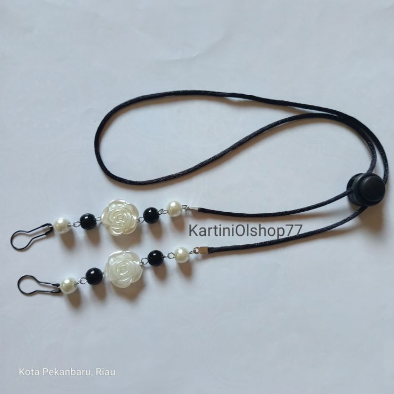 STRAP MASKER 2in1//Kalung Masker Hijab Mutiara MAWAR