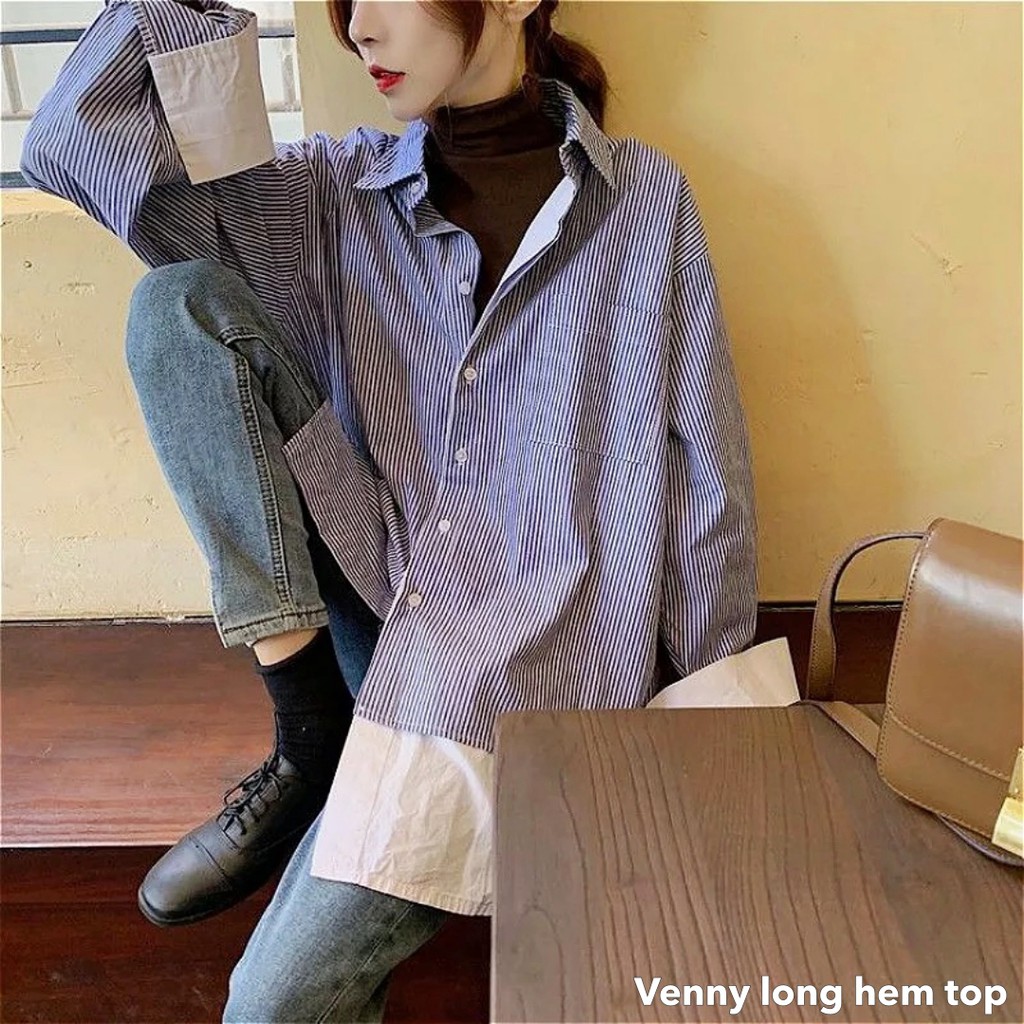 Venny long hem top -Thejanclothes