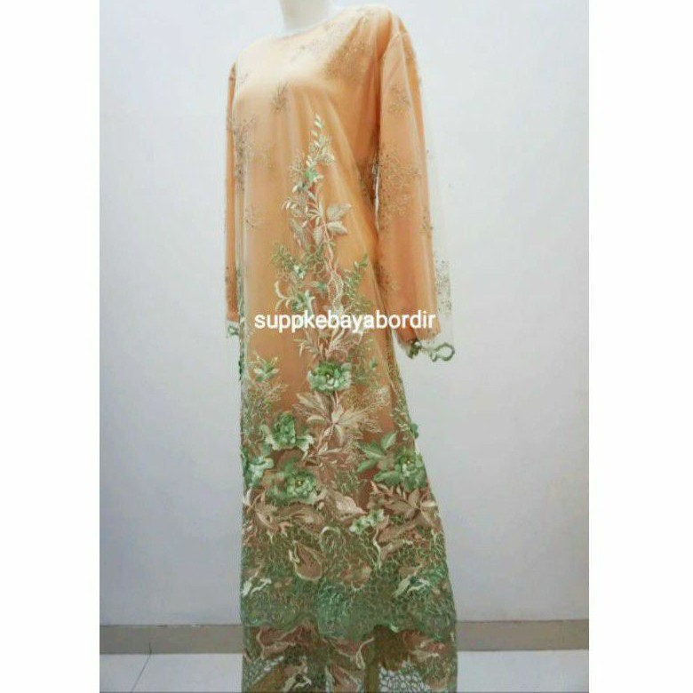 DRESS GAMIS PESTA KONDANGAN TILE BROKAT PERANCIS BORDIR 3D