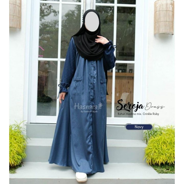 SALE gamis only/gamis seroja/gamis toyobo/gamis crincle/gamis murah/seroja dress/gamis seroja damair