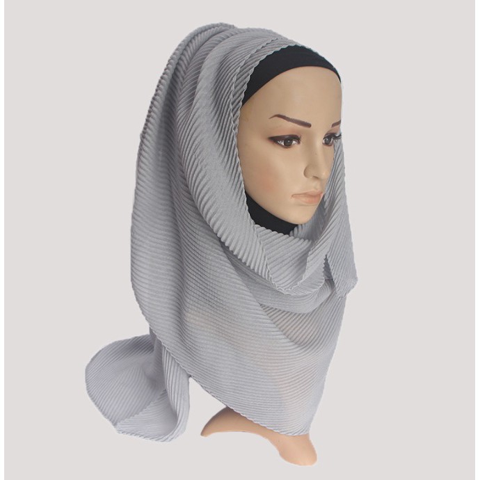 Pleated Hijab MS38 Jilbab Plisket Pashmina Muslim / Shawl Katun Modis Cutton Crinkle Scarf