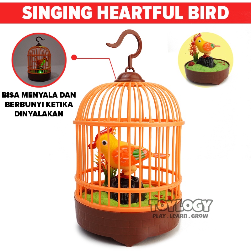 Jual Mainan Anak Robot Burung Bernyanyi Dalam Sangkar Singing