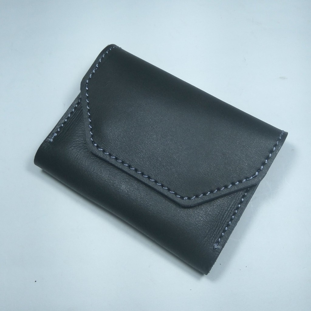 dompet kartu muat banyak kartu kulit sapi asli hitam card holder