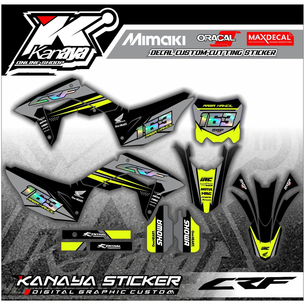 Decal Crf kuning  Sticker Supermoto Klx / Gordon / BF150 / Yz / Dtracker Bisa Custom free Design