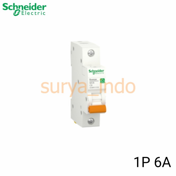 MCB 1 P 6 A (1 PHASE 6 AMPERE) C6 SCHNEIDER DOMAE DOMF01106