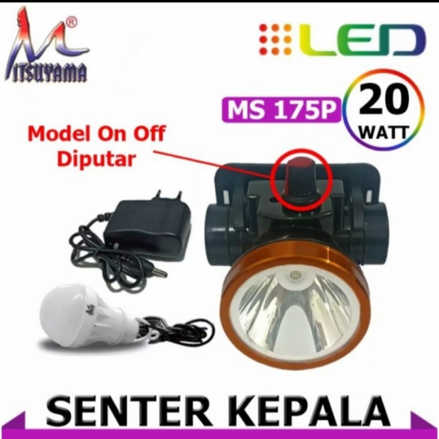 COD SENTER KEPALA MITSUYAMA 50 WATT MS 175P SENTER KEPALA CAHAYA PUTIH DAN KUNING 7W TAHAN 12JAM