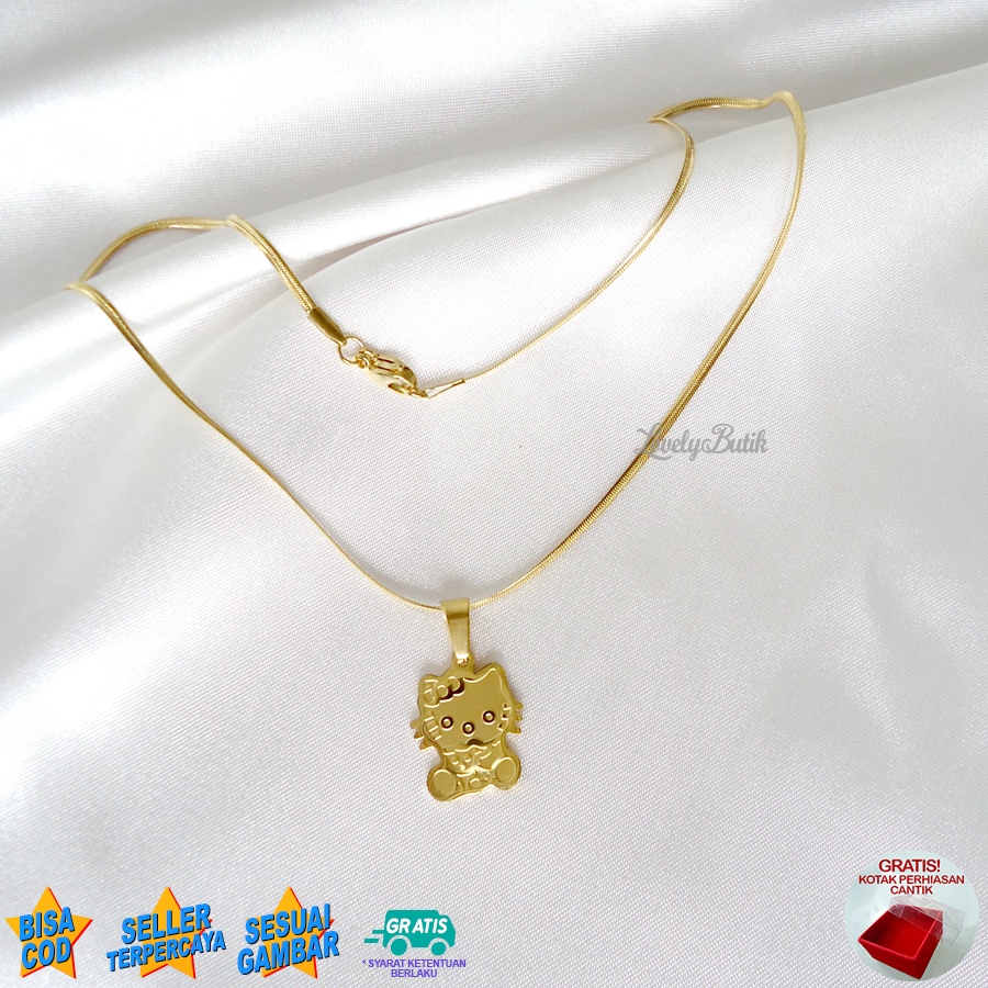 Lovelybutik Kalung Anak Perempuan Titanium Anti Karat Cutie Doll Kalung Anak Cewek Lucu Titanium Ukuran 35 cm BONUS KOTAK PERHIASAN