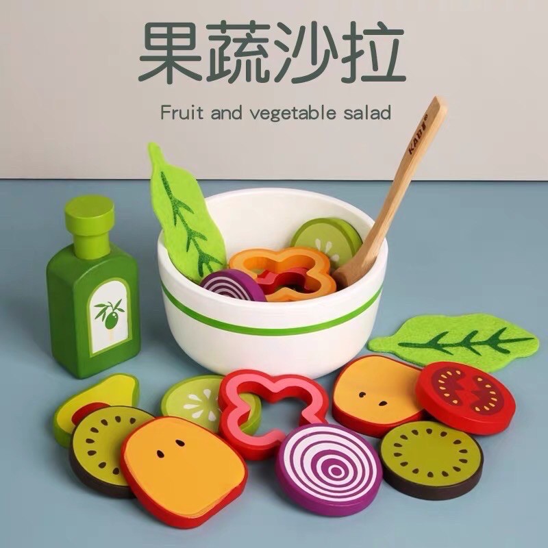 wooden kabi salad pretend toys - kado anak - hadiah anak