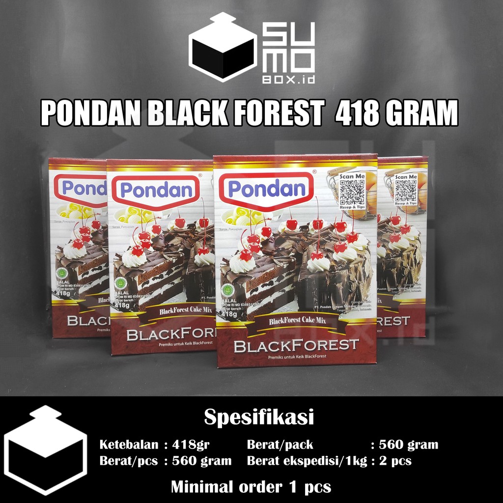 

Pondan Black Forest 418gram / Tepung Cake Bolu Instan