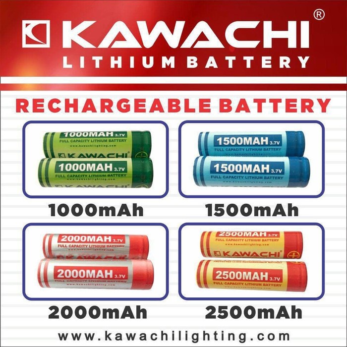 PROMO BATERAI LITHIUM 18650 FULL CAPACITY 2000MAH 2000 MAH KAWACHI