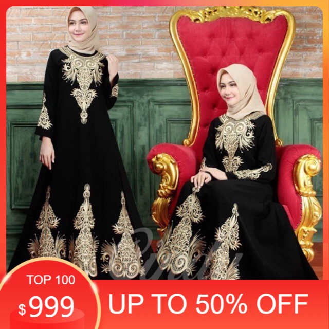 Terbaru Abaya Gamis Hitam Turkey Abaya Bordir Bahan JetBlack Lembut Kwalitas Boutique Arab 2021