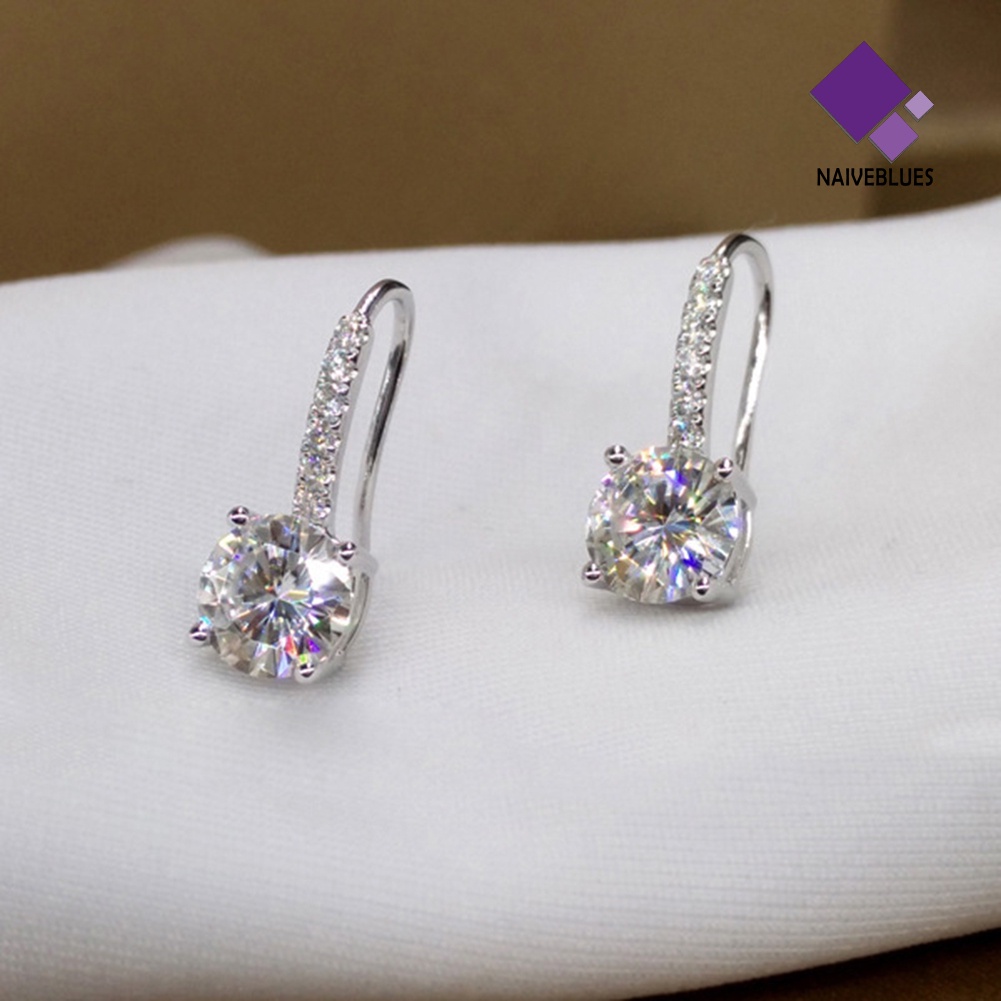 Anting Kait Bentuk Bulat Bahan Cubic Zirconia Untuk Wanita