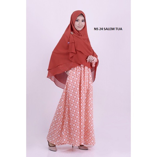 GAMIS NIBRAS SYARI NS 24 - PAKAIAN MUSLIM WANITA  SALEM S/XL