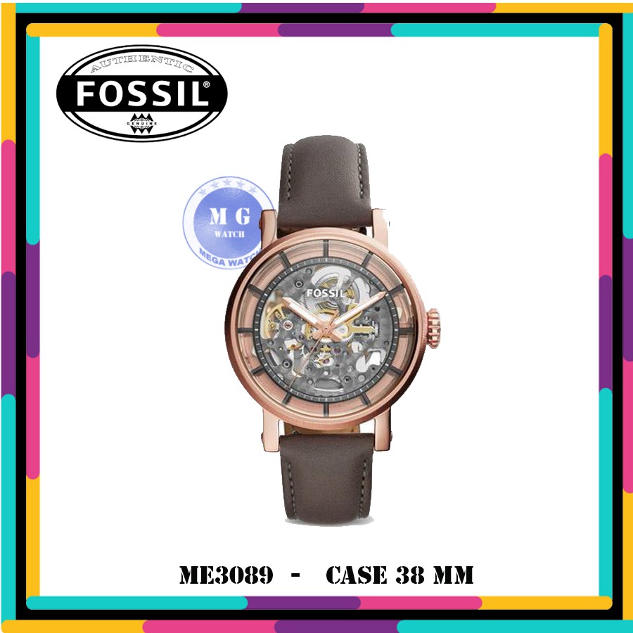 Jam Tangan Wanita Fossil Original ME3089 Gray Skeleton Automatic MURAH
