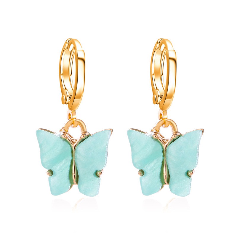 Butterfly acrylic alloy ear hoop earrings ladies jewelry factory wholesale