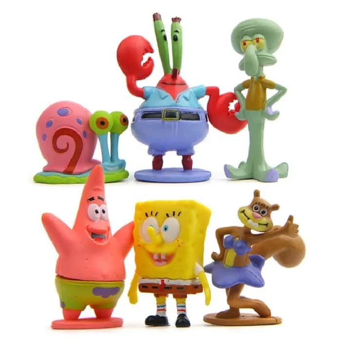 Topper Cake Kue Ulang Tahun Spongebob Patrick Squidward isi 6pcs