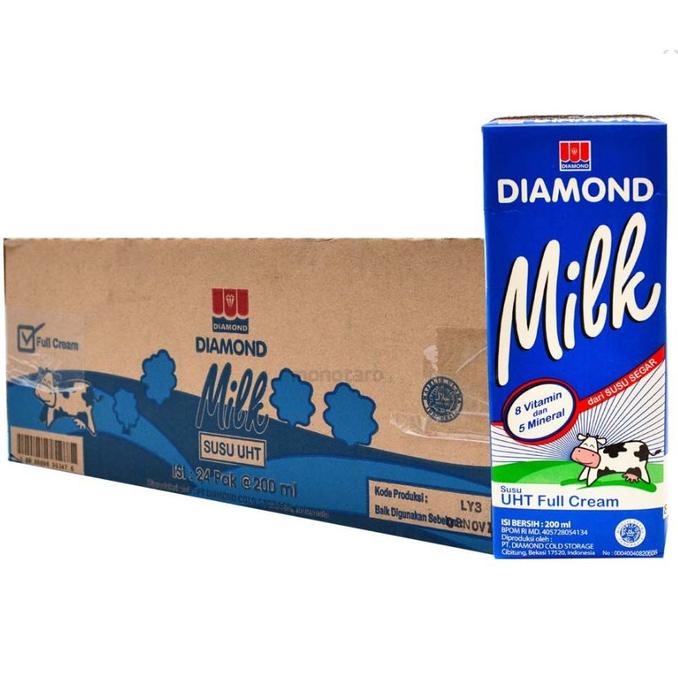 

(BISA COD) Susu UHT Diamond 1 Liter Full Cream Plain Krim Milk - 1 LUSIN / KARTON NEW Kode 27