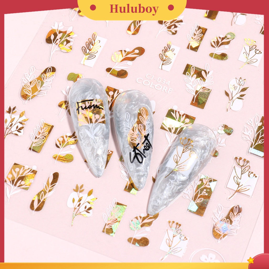 Huluboy Huluboy♡ Stiker Nail Art Dengan Perekat Untuk Manicure