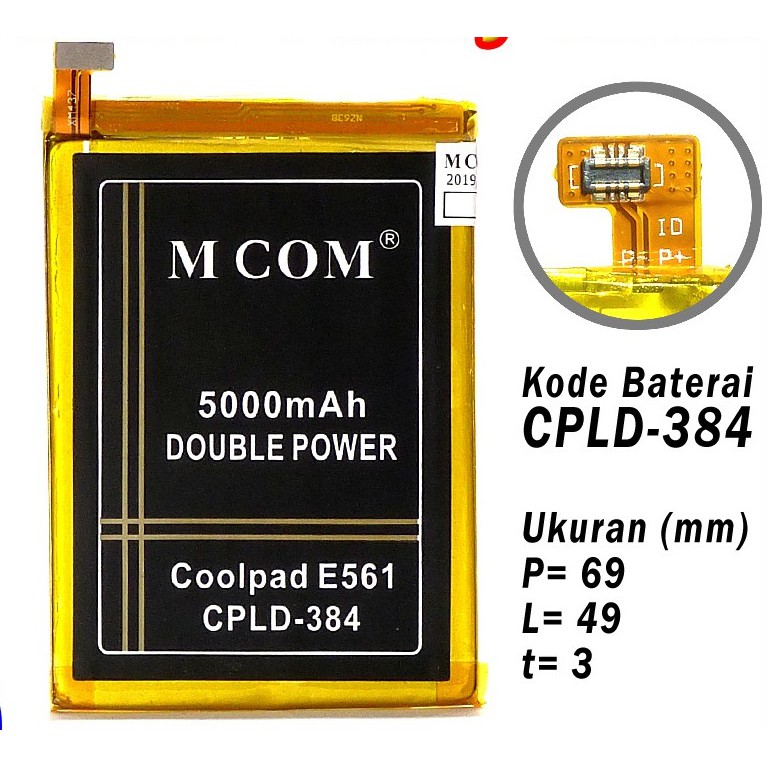 Battery Batre Baterai Double Power Mcom Coolpad Fancy E561 CPLD-384 CPLD384 CPLD 384