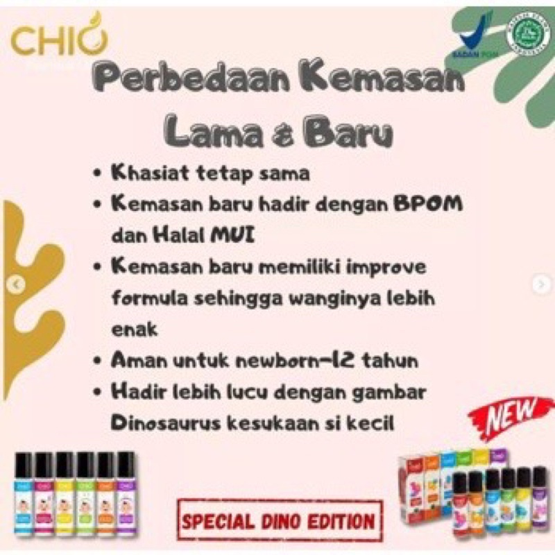 Chio Essential Baby Oil Minyak Aromaterapi Bayi Anak Newborn Roll On Flu Pilek Demam Sakit Perut Kembung Tantrum Tumbuh Gigi