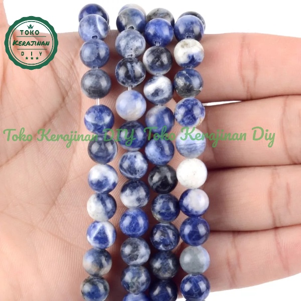 Bahan Gelang Manik Batu Sodalite Bulat 6,8,10mm Untuk Membuat Gelang Tasbih Atau KErajinan DIY