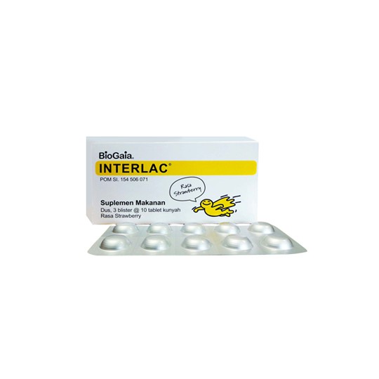 Interlac strip 10 tablet kunyah Probiotik untuk anak usia 2-12 tahun