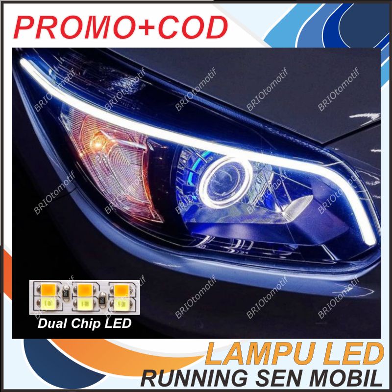 LAMPU ALIS MOBIL LED DRL DOUBLE RUNNING SEN BERJALAN 2 MODE 60 CM + WELCOME LIGHT MODEL SLIM TIPIS G