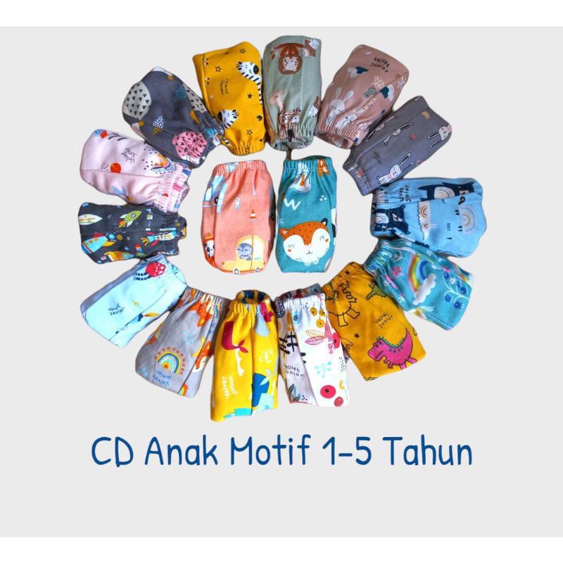 celana dalam anak velvet laki laki dan perempuan motif random usia 1 - 5 tahun