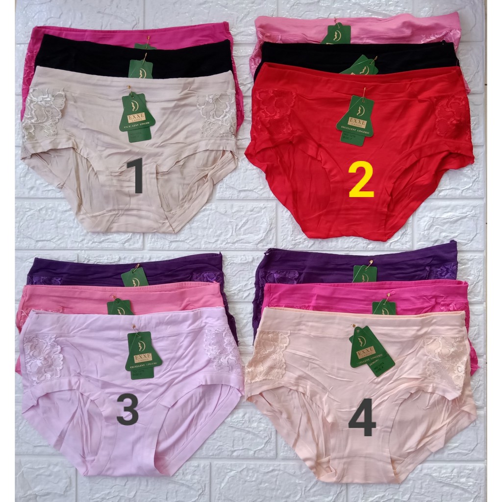 CD / Celana Dalam Exxe Ladies Renda Bunga Samping 3 pcs