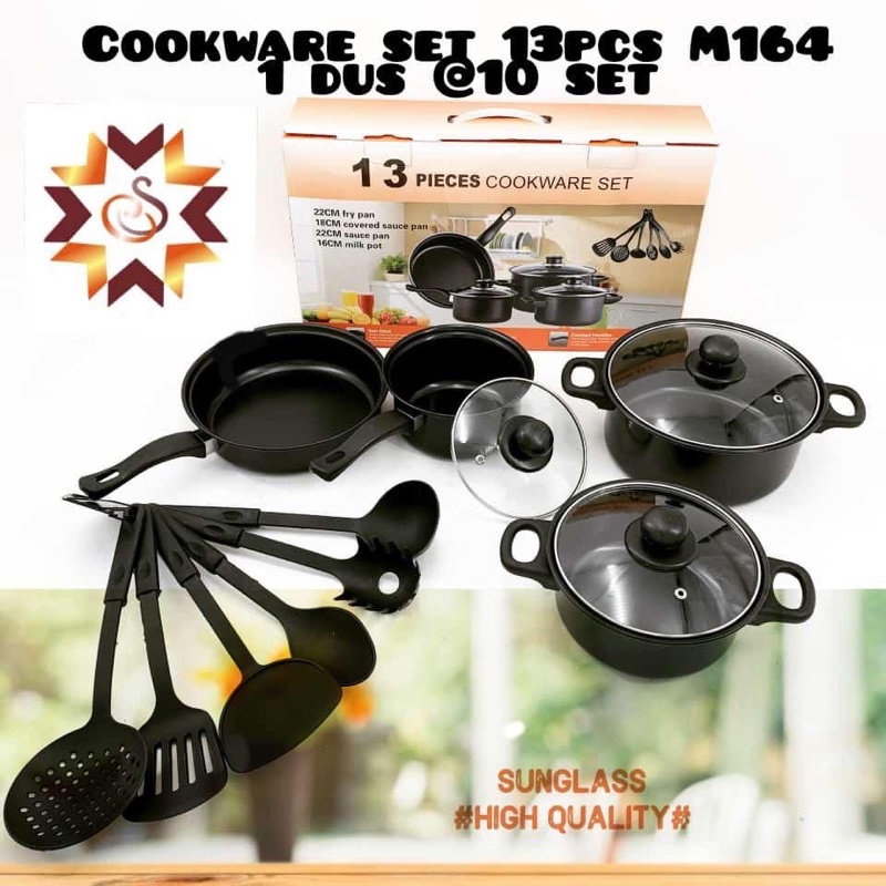 [4000gr] H166 | PANCI SET ISI 13 / COOKWARE SET 13 PCS HITAM