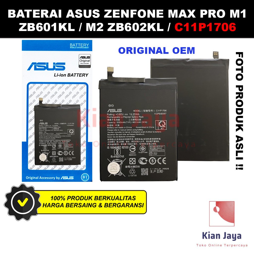 Baterai Asus Zenfone Max Pro M1 ZB601KL M2 ZB602KL C11P1706 Original OEM Batre Batrai Battery Hp Ori