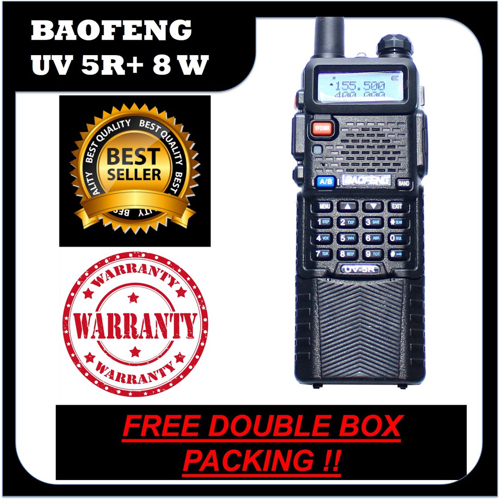 HT Baofeng UV5R Plus 8 Watt Dual Band - Battery 3800 mAh - Baofeng UV 5R Dual Band VHF UHF