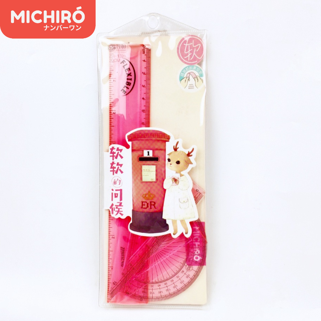 

Michiro Penggaris Plastik Elastis/Lentur Flexsible Geometry Ruler Set