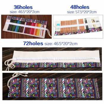 Murah MARCO Bohemian Tas Pensil Gulung Canvas 48 Slot 20.5x55cm - EN-71