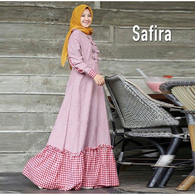 PROMO  SAFIRA GAMIS kuliah selebgram salt executive muslimah dress harian linen katun TERBARU