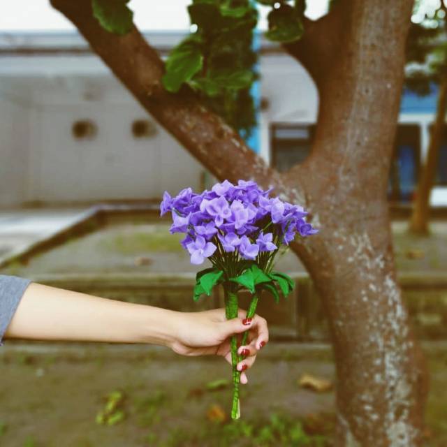 Bunga flanel satuan / hydrangea ungu flanel