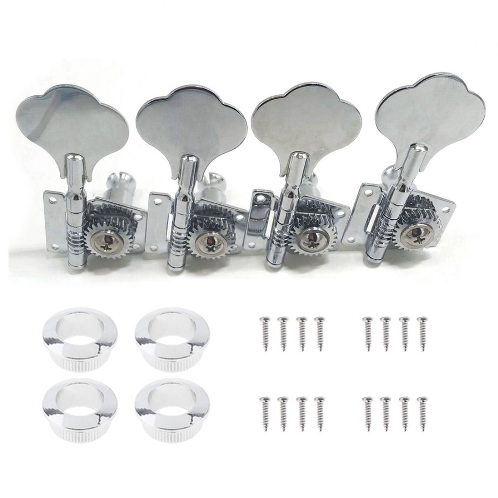 4pcs Tuning Pegs 4R Tipe Open Warna Silver Untuk Bass Elektrik Jazz