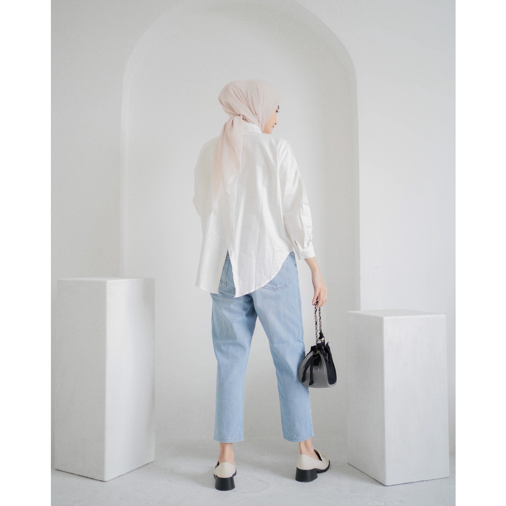 Kemeja Wanita Linen Oversize Nelka Shirt Linen Polos