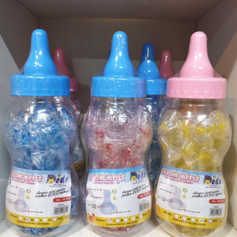 Dodo Nipple Silicone Bulat Standart XL, L, M, S Anti Colic (Anti Sedak) Cocok Semua Botol / Niple Silikon