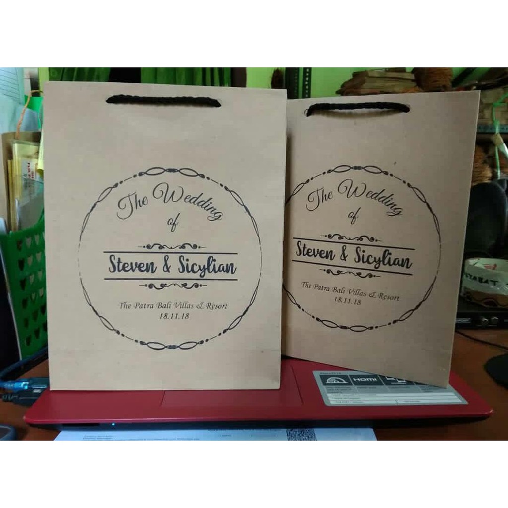 

paper bag sablon kraft coklat size P 22 L 7 T 27
