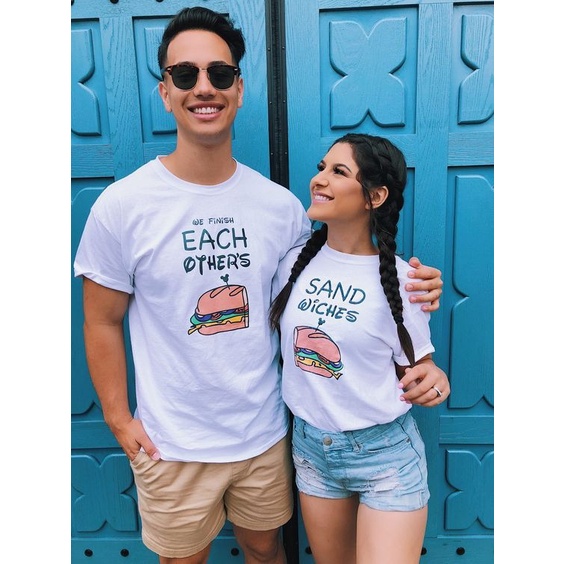 MYSTIQUE.ID-BAJU KAOS COUPLE SANDWICH T-SHIRT LUCU DAN AESTHETIC