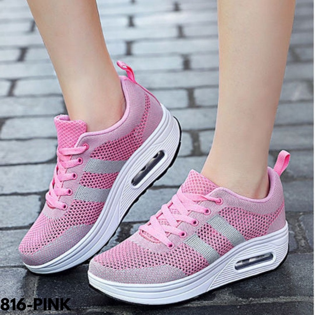 SNEAKERS WANITA IMPORT SPORT NAMAN HIGHSOLE OLAHRAGA ENTENG RINGAN ELASTIS ANTI SLIP TERBARU 816