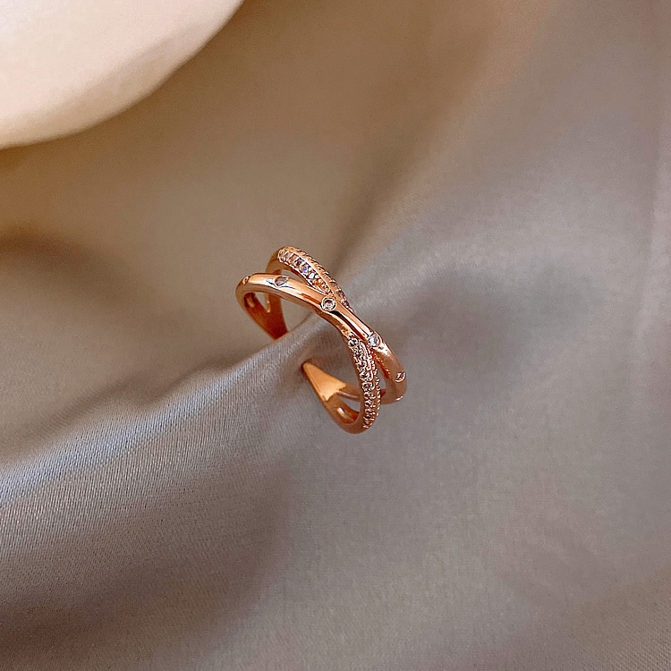 XiaoboACC Cincin Terbuka Adjustable Model Silang Gaya Korea Untuk Wanita