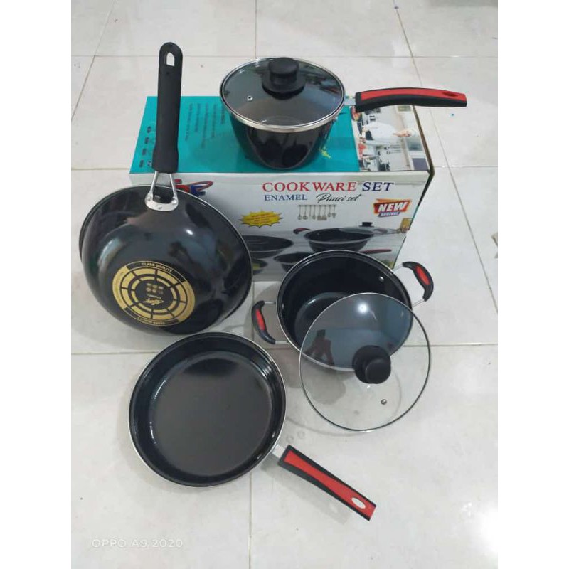 Panci Wajan set isi 6 gsf/ Panci Set 6 pcs cookware set Enamel