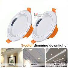 Emico Downlight LED Panel Light Lampu 3 Warna 5 Watt Ganti Warna Bulat Cahaya Terang Downligt Plafon