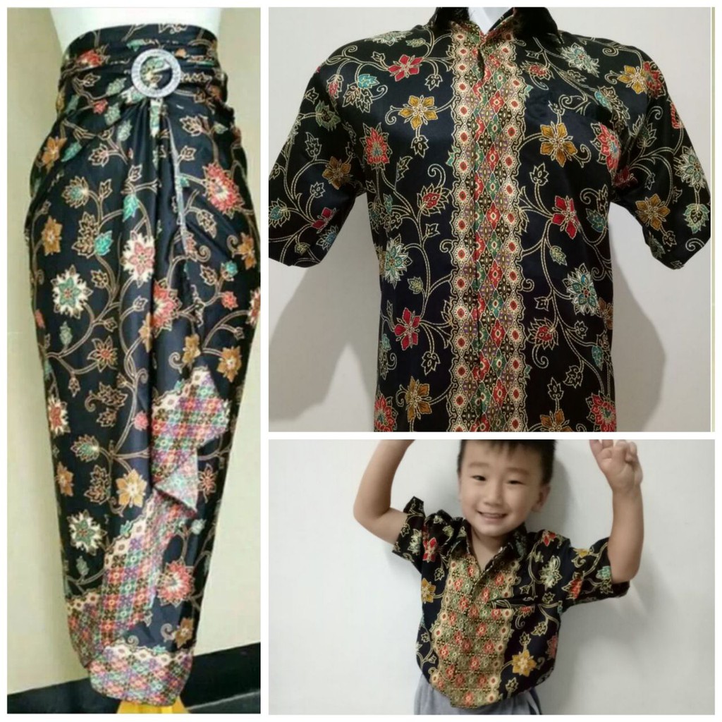 SB Collection Couple Family Aleda Rok Lilit Maxi Dan Kemeja Anak Ayah Batik Pria