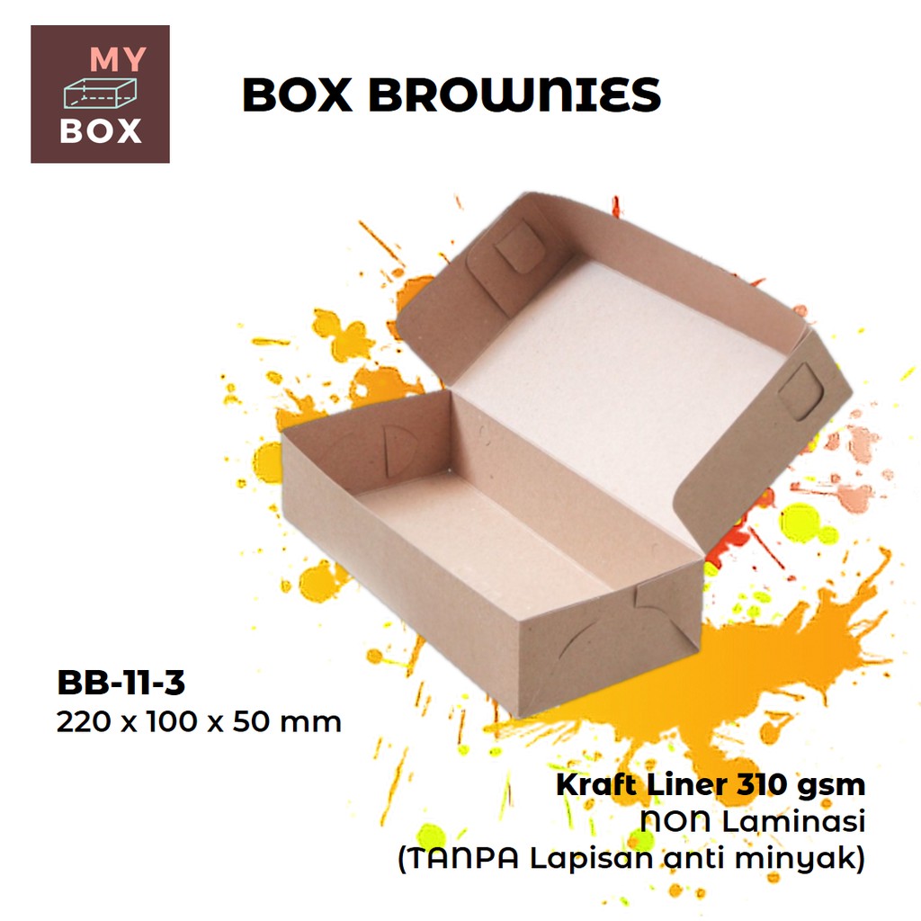 

BOX DUS KARDUS KOTAK BROWNIES BOLEN KUE ROTI NUGGET 22x10x5 cm KRAFT 310 gsm Non PE (Non Laminasi)