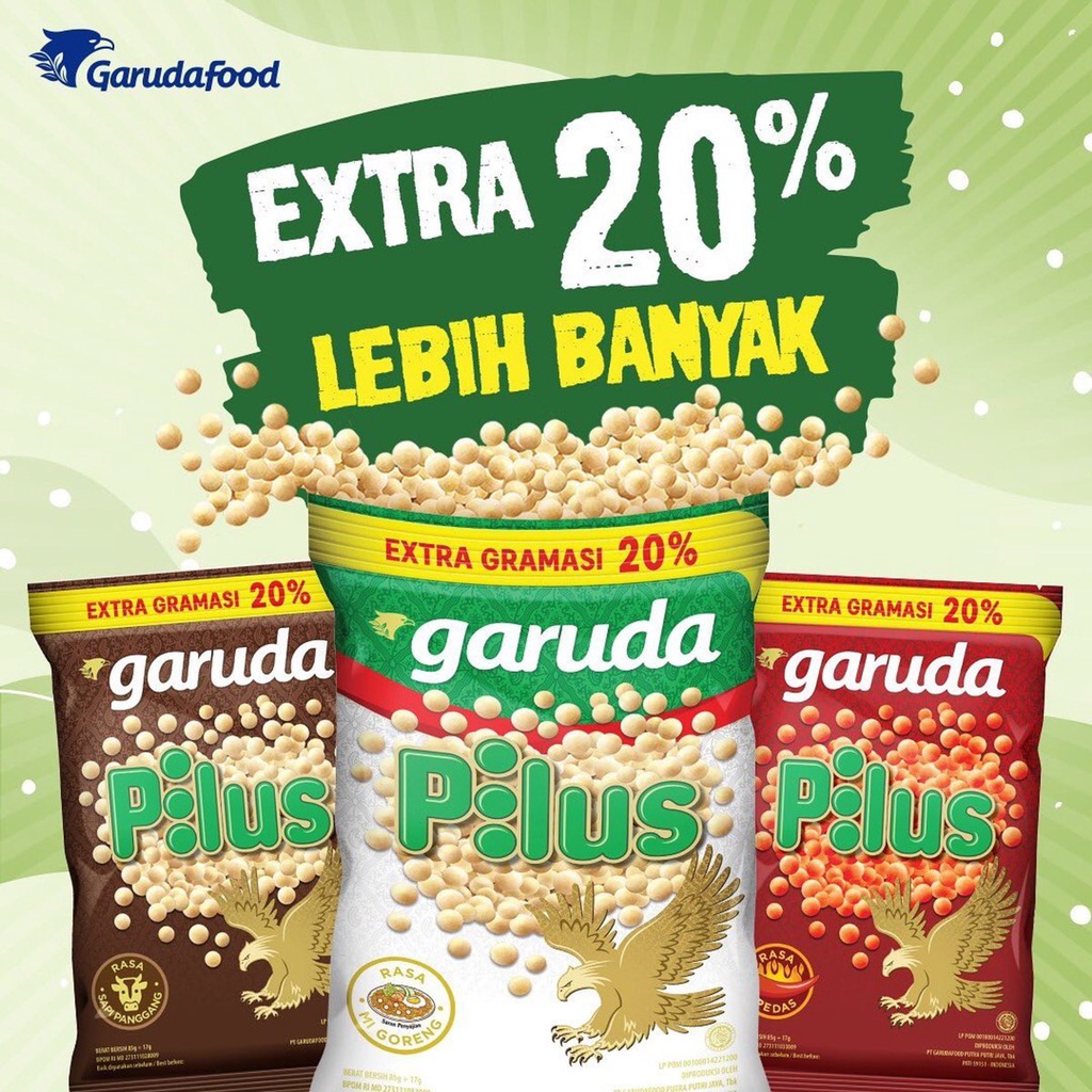 

Garuda Kacang Pilus Sapi Panggang / Mie Goreng / Pedas 85g+17g Extra 20%