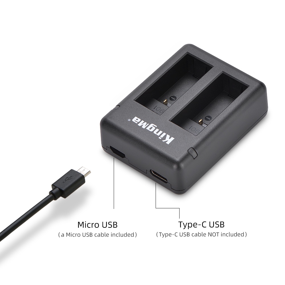 Kingma Charger Baterai 2 Slot for GoPro Hero 9 &amp; 10 - BM059 - Black